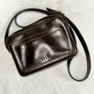 Vintage Liz Claiborne Crazy Horse Crossbody Bag Organizer Purse Brown 90s